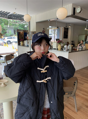 甜心轰炸机 学院感菱格慵懒长款棉服