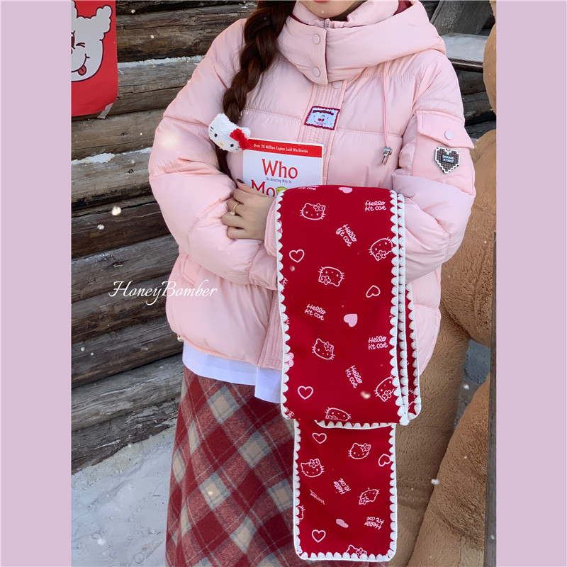 甜美休闲少女感连帽棉服外套