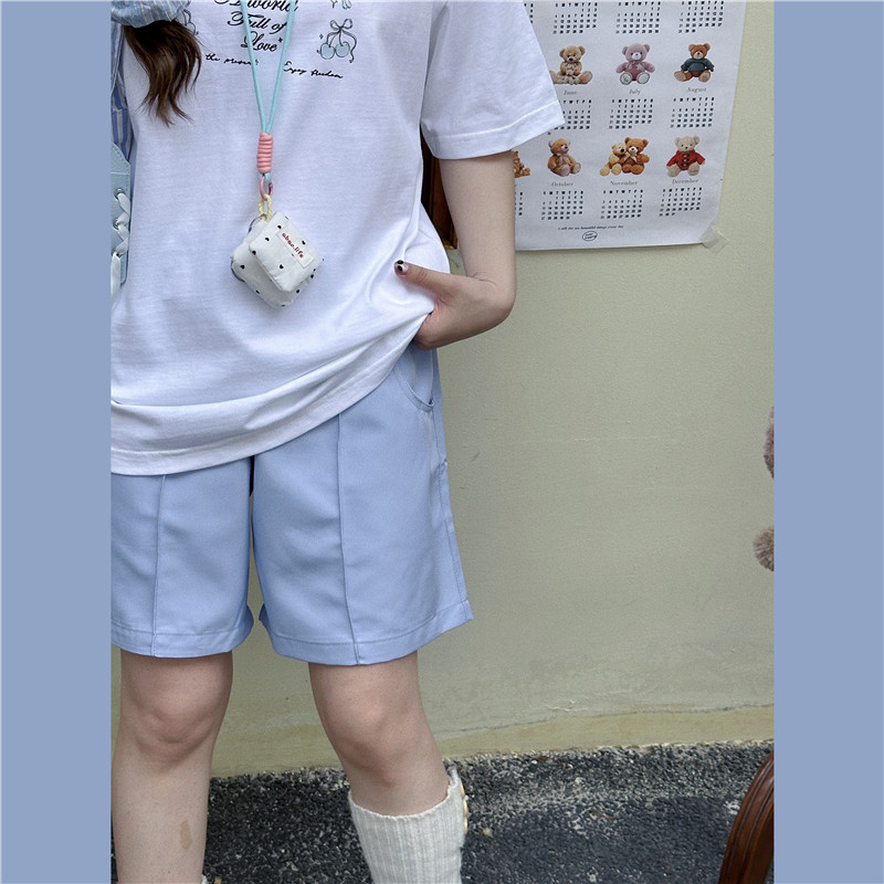 紫色休闲休闲宽松慵懒短裤中裤