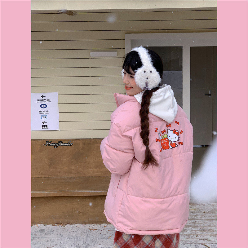 甜心轰炸机秋冬季粉色减龄可爱少女感棉服外套女休闲立领短款棉衣,女装/女士精品,棉衣/棉服,淘宝优惠券,粉丝福利购,淘宝优惠卷