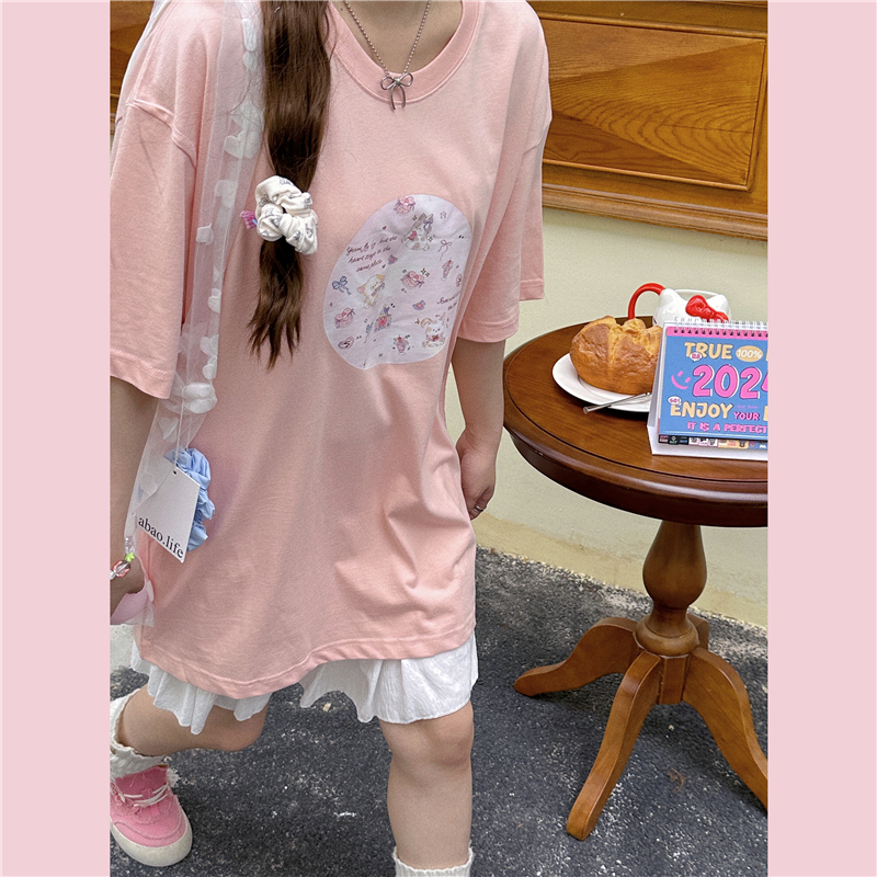 宽松休闲减龄少女感短袖