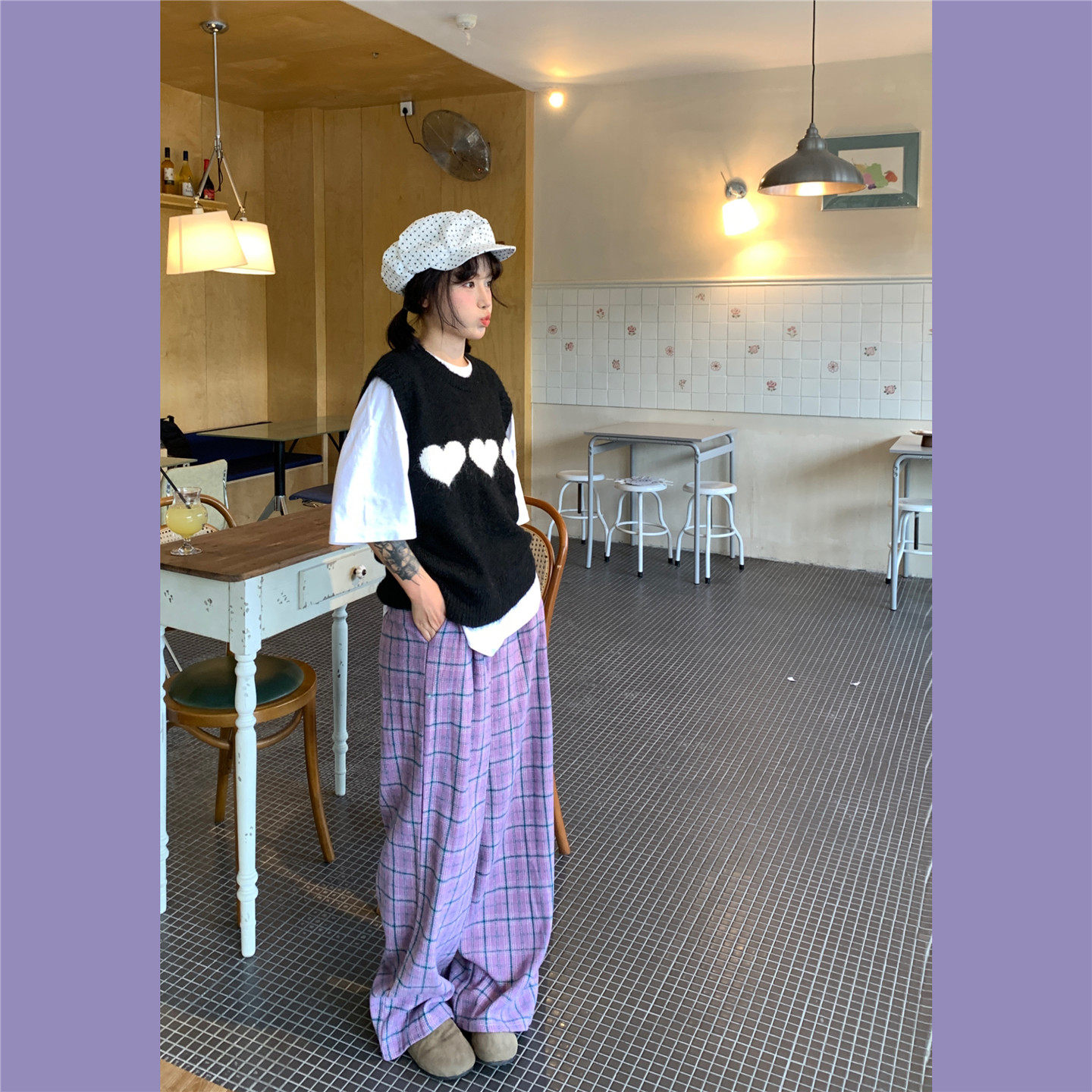 甜心轰炸机复古宽松毛呢休闲阔腿格子格纹加厚秋冬加厚保暖长裤子,女装/女士精品,休闲裤,淘宝优惠券,粉丝福利购,淘宝优惠卷