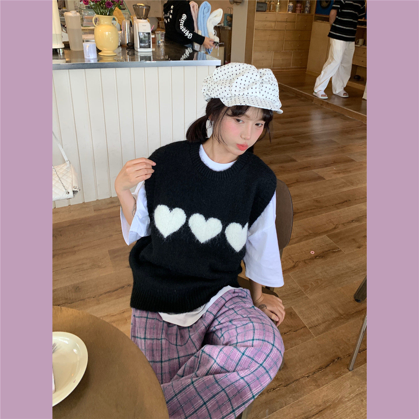 甜心轰炸机紫色爱心少女马夹背心毛衣秋冬外搭内搭马甲设计感小众,女装/女士精品,马夹,淘宝优惠券,粉丝福利购,淘宝优惠卷