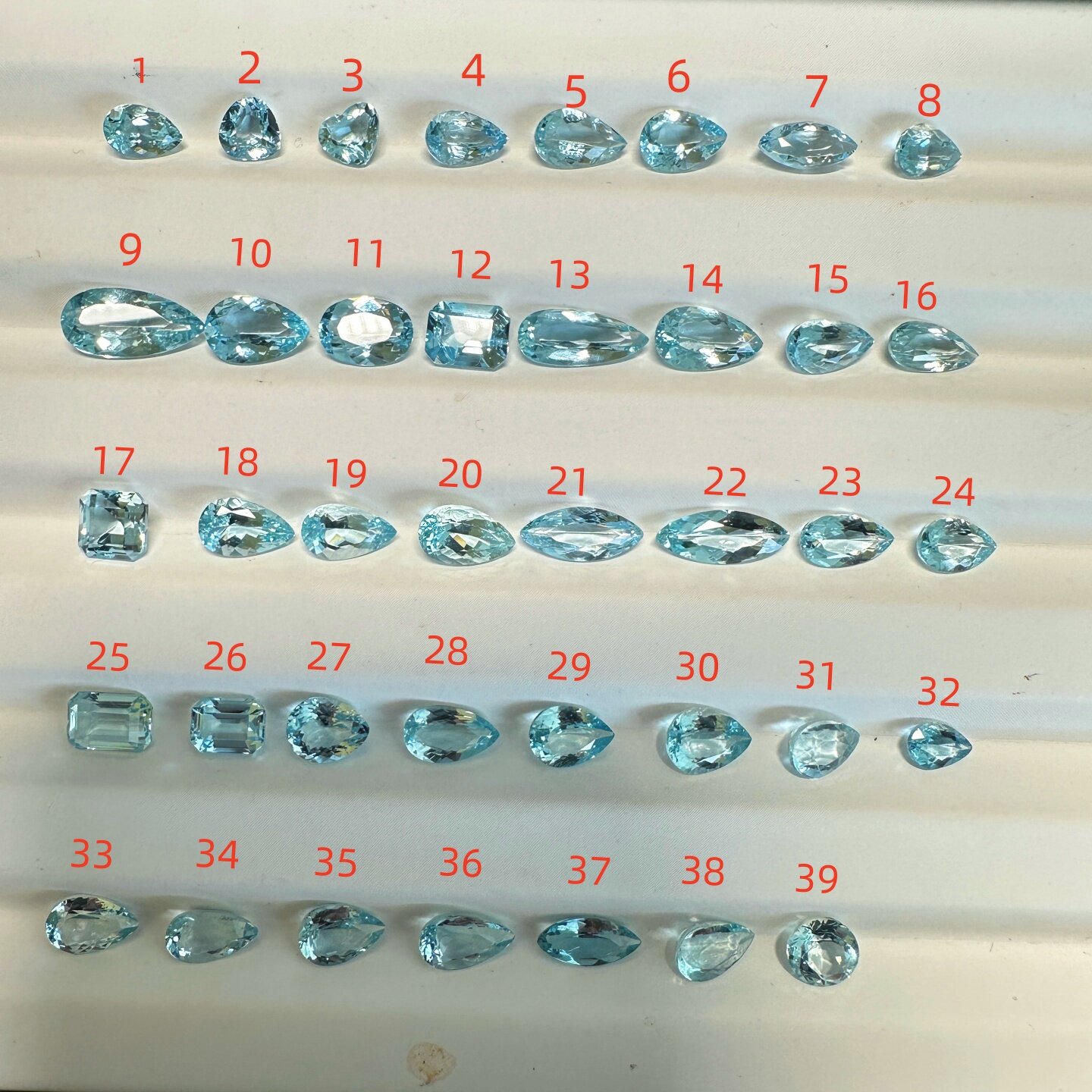 天然精切莫桑比克海蓝宝石裸石戒面耳环吊坠150/克拉方形水滴c8