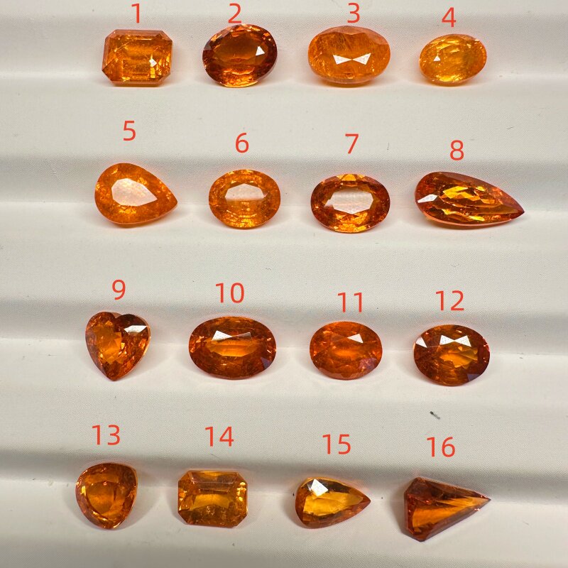 天然芬达锰铝石榴石裸石200/克拉起彩色宝石戒面吊坠方形爱心d3