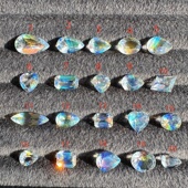 天然精选彩虹月光石裸石200 克拉起炫彩戒指吊坠晶体通透干净a10