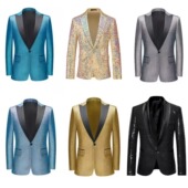 出租西装 主持人夜店DJ舞台演出服 外套男歌手礼服演出金色西服套装