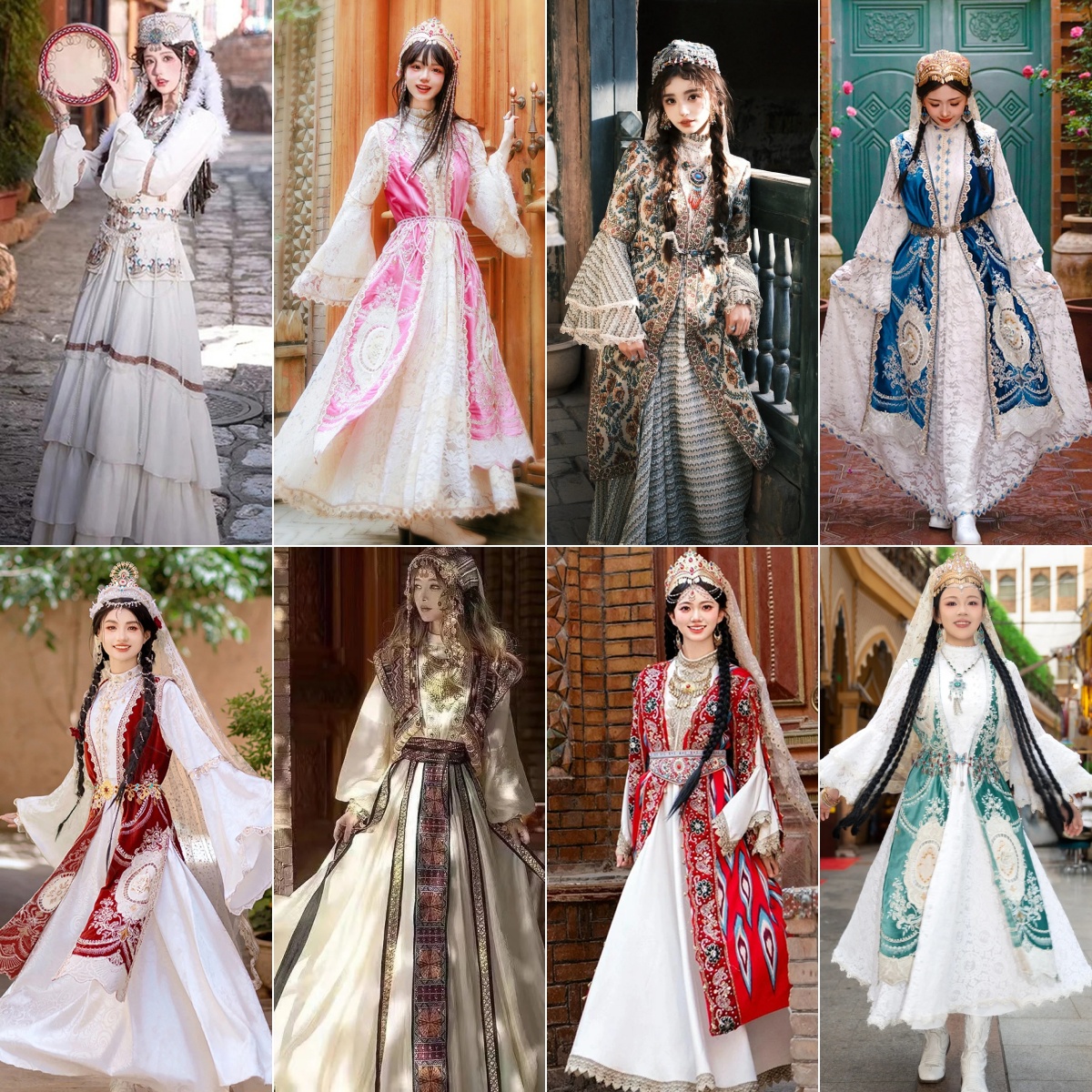 出租新疆维吾尔族服装少数民族异域风旅拍喀什公主舞蹈演出服租赁