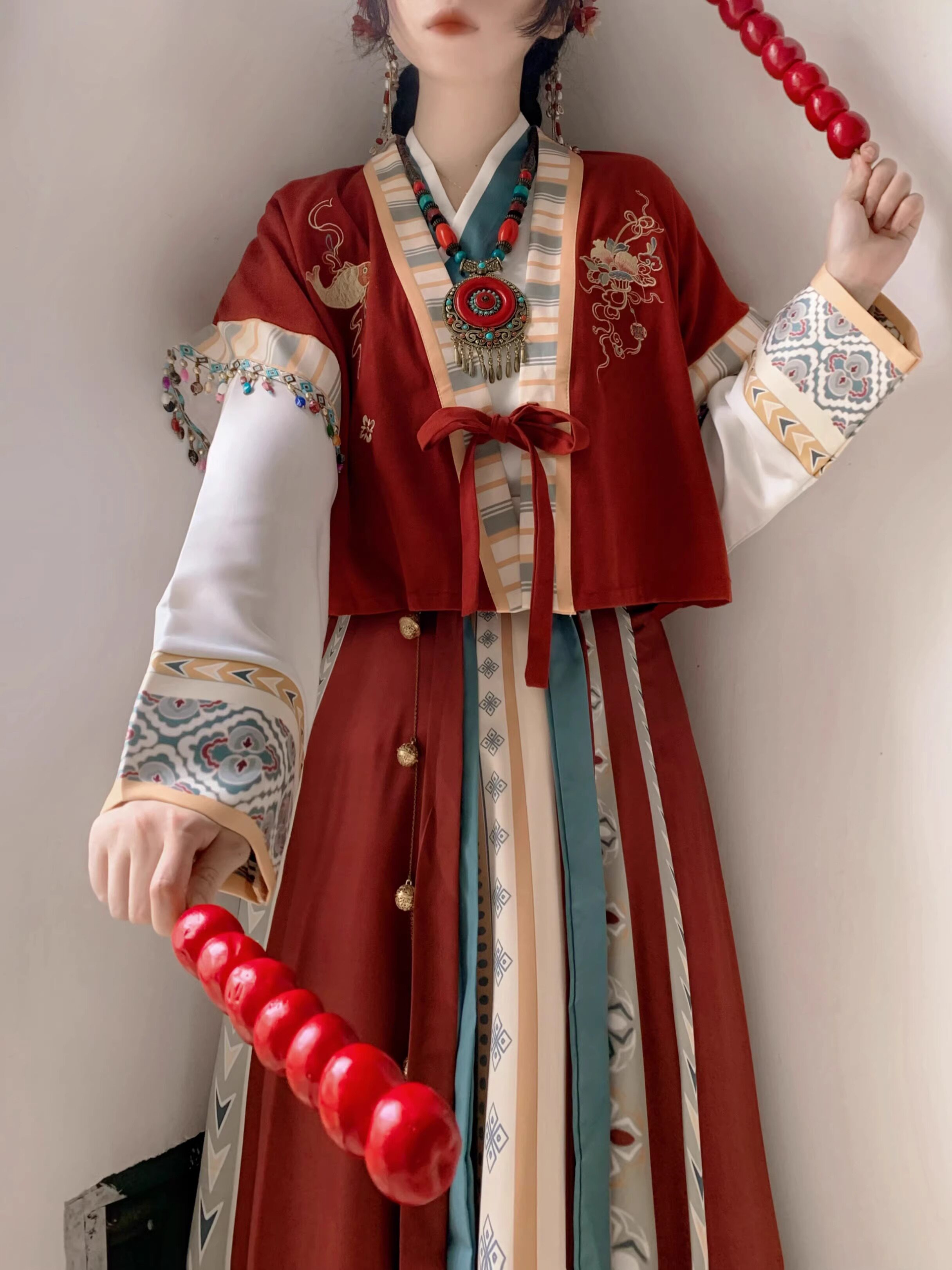 出租汉服女红不拉叽改良唐制魏晋风成人古装租借春季汉服套装租赁