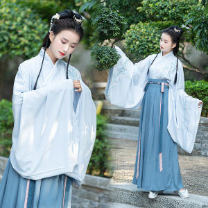 汉服出租传统刺绣竹叶交领大袖文艺演出走秀古装毕业拍照旅游写真