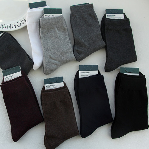 韩国男士纯棉百搭中筒商务短袜子