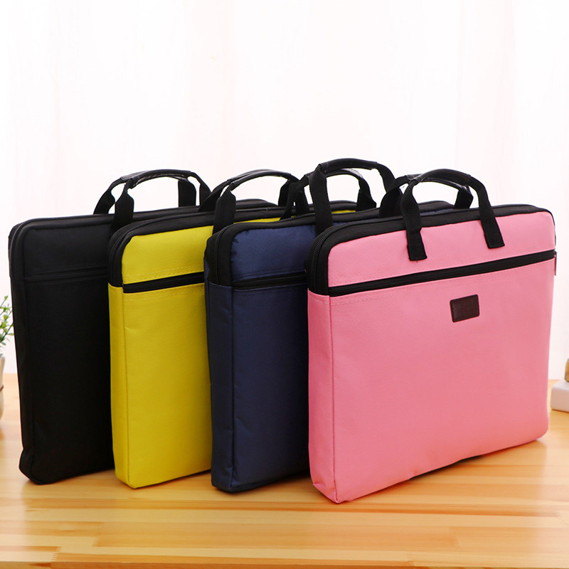 韩国资料袋A4手提大容量牛津布文件袋双层帆布文件包男女公文袋