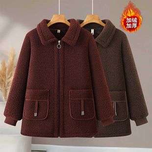 暖和和~妈妈冬装外套加绒加厚女款棉袄中老年女装颗粒绒保暖棉衣