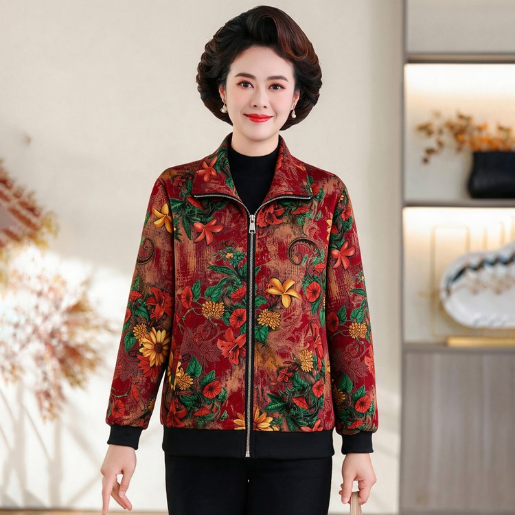 有里布~妈妈装春秋外套夹克衫图片