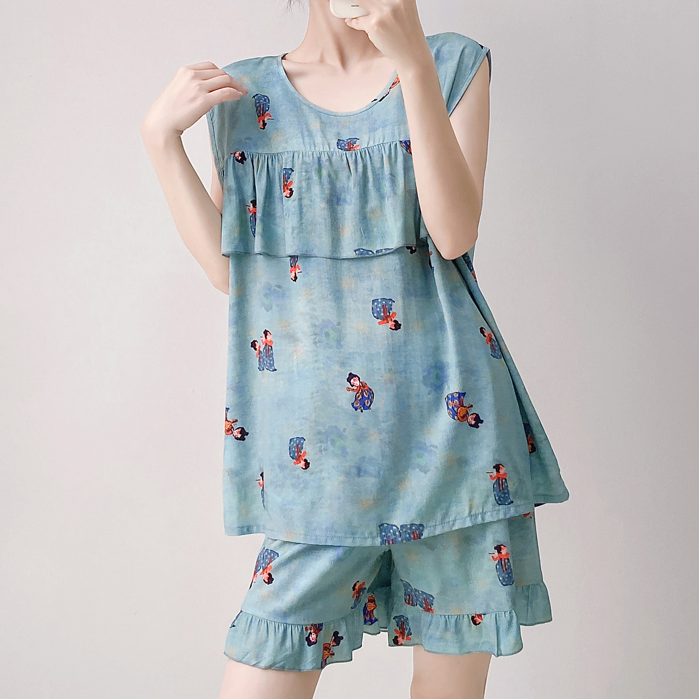 国风防凸点棉绸睡衣套装