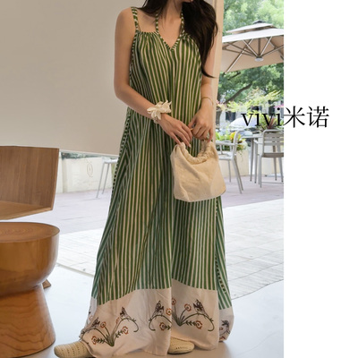 棉绸睡裙女夏印花薄款吊带两穿