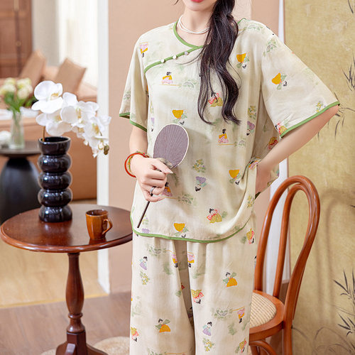 妈妈款中国风复古夏季绵绸汉服