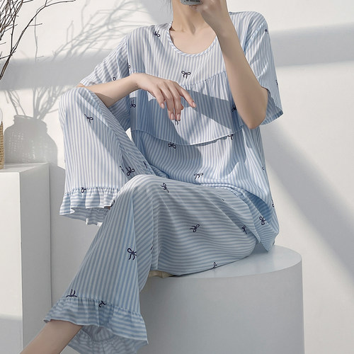 夏季棉绸防凸点女睡衣套装
