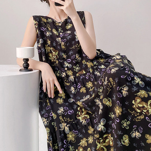 无袖 家居服可外穿碎花高级感连衣裙度假长裙 睡裙女夏薄款 宽松大码