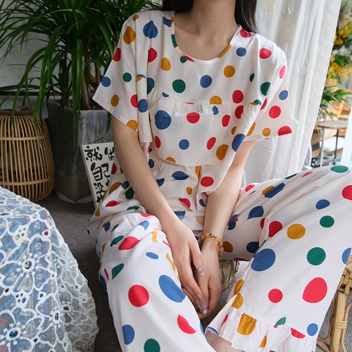 2025新款棉绸睡衣女夏薄款短袖