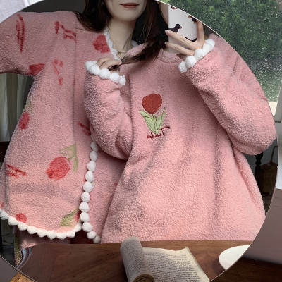 闺蜜珊瑚绒睡衣女生秋冬加绒加厚家居服套装可外穿法兰绒2025新款