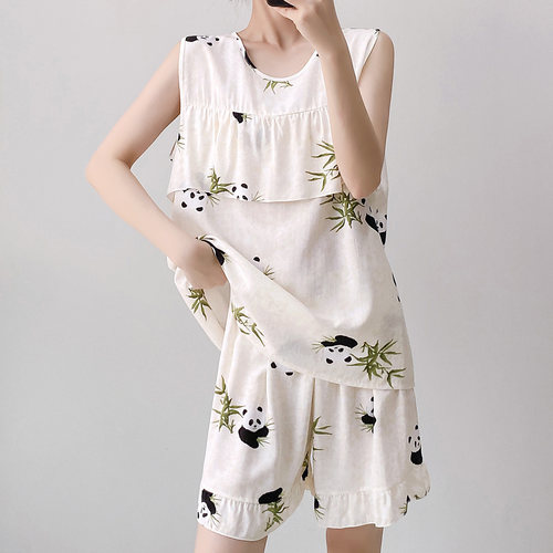 2025新款睡衣女夏棉绸短袖套装