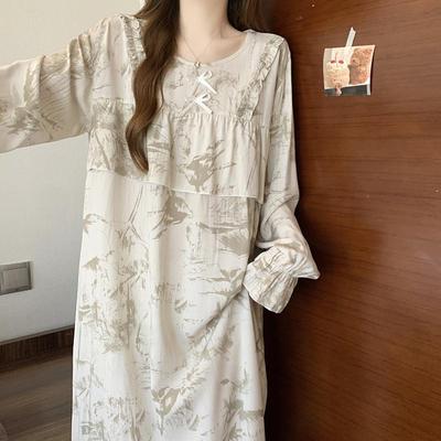 春秋季新款纯棉睡裙套装