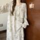 棉绸国风加长防凸点睡衣绵绸家居服套装 长袖 法式 新款 睡裙女春秋季