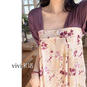 改良汉服短袖 棉绸可外穿仙气人造棉家居服国风裙子 绵绸睡裙女夏季