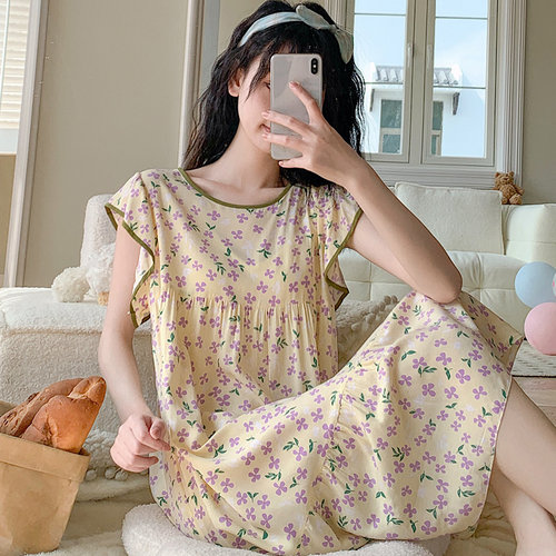 女士绵绸夏季甜美少女睡裙