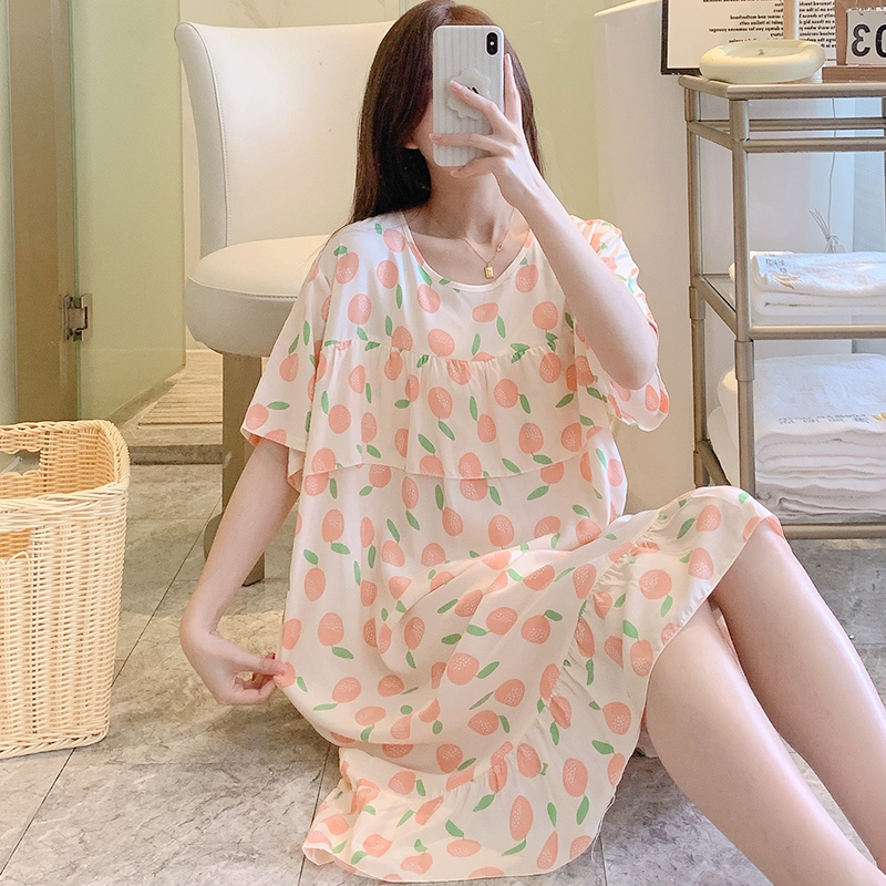 棉绸透气春夏季甜美柔软舒适睡裙