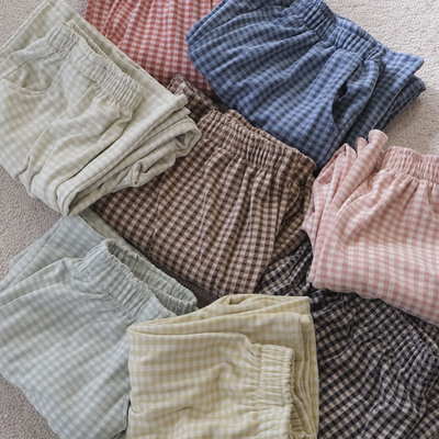 德绒睡裤格子控保暖加厚长裤女生直筒阔腿裤可外穿家居裤秋冬新款