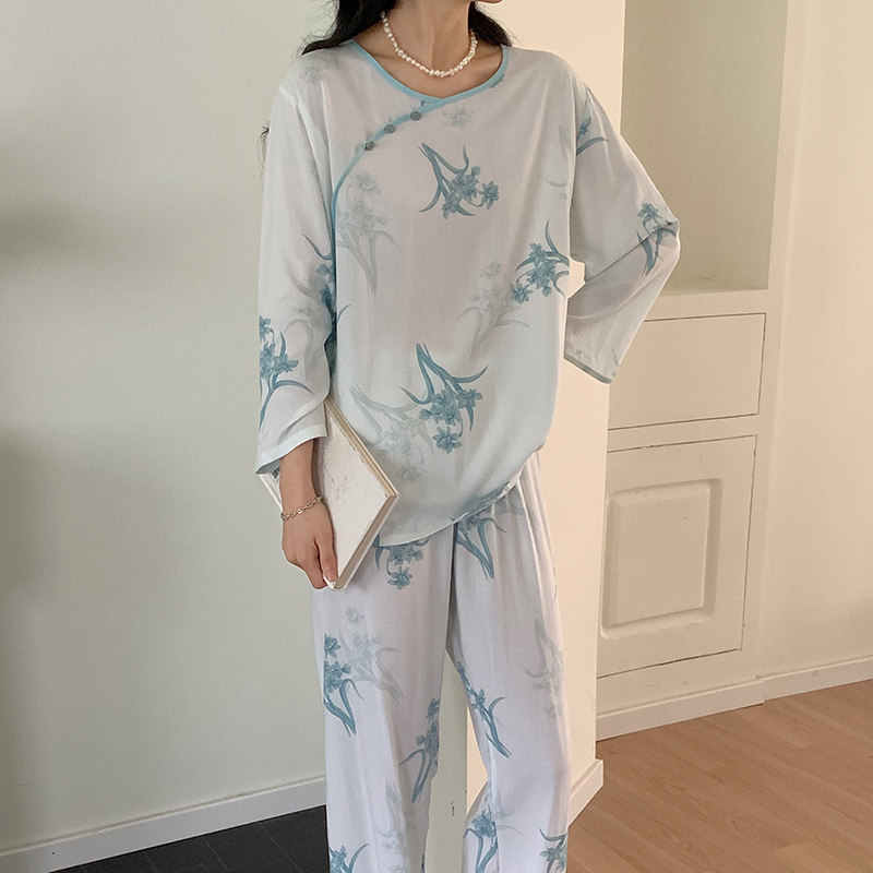 棉绸睡衣女款新款月子服古风国风家居服套装长袖长裤薄款春秋夏季,女士内衣/男士内衣/家居服,睡衣/家居服套装,淘宝优惠券,粉丝福利购,淘宝优惠卷
