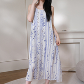 长款 新中式 国风棉绸睡裙女夏季 睡衣可外穿高级感家居服薄背心长裙