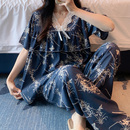 可外穿绵绸家居服 新款 短袖 棉绸睡衣女夏甜美公主风防凸点大码 套装
