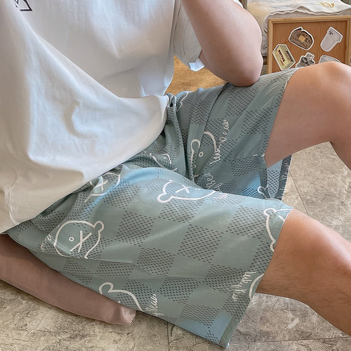 夏季薄款棉绸男士家居短裤