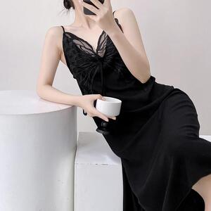 睡裙女春秋款绵绸吊带睡衣家居服女款2025新款可外穿大码棉绸裙子