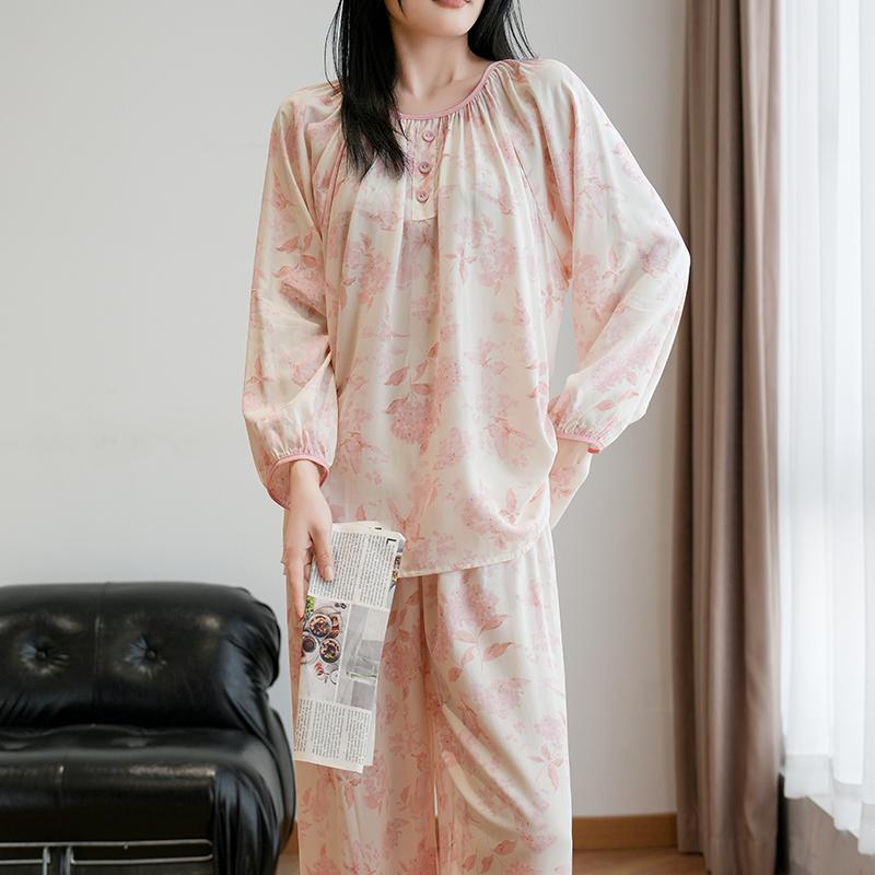 2025新款棉绸睡衣女夏长袖公主风