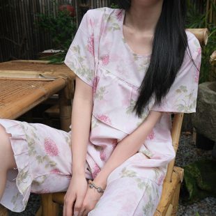 2025新款睡衣女夏季高级感防凸点短袖套装宽松凉快大码棉绸家居服