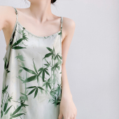 大码 吊带棉绸睡裙女夏季 连衣裙夏季 长款 外穿孕妇裙人造棉睡衣 无袖