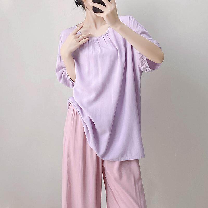 2025新款睡衣女春秋季简约高级感加大码棉绸家居服夏天人造棉套装
