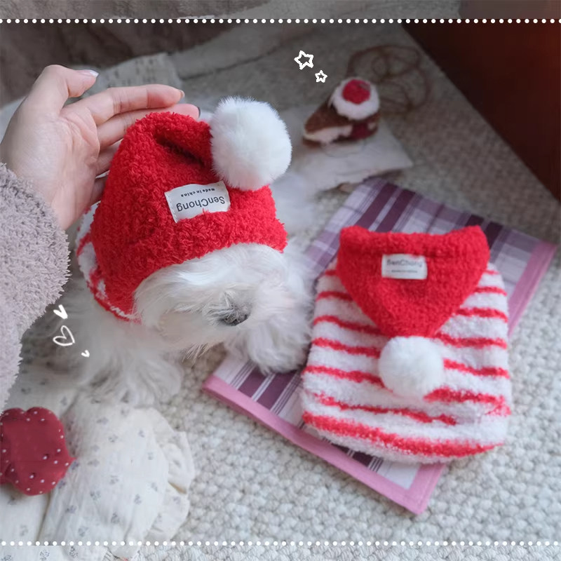 宠物新年衣服秋冬季红色条纹连帽绒衣过年比熊约克夏保暖加绒棉衣,宠物/宠物食品及用品,狗宠物服装/雨衣,淘宝优惠券,粉丝福利购,淘宝优惠卷