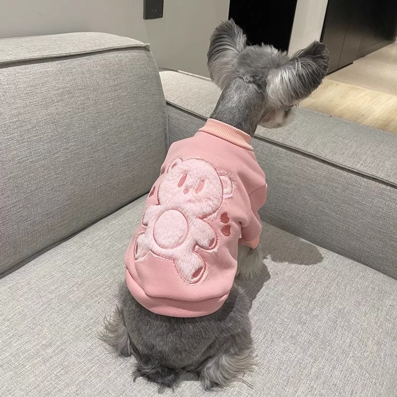 可爱狗狗衣服法斗雪纳瑞柯基恶霸犬宠物秋冬加绒保暖休闲小熊卫衣