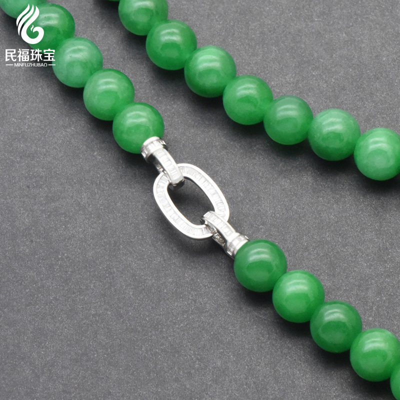 18K金珠链扣梯钻椭圆项链连接扣