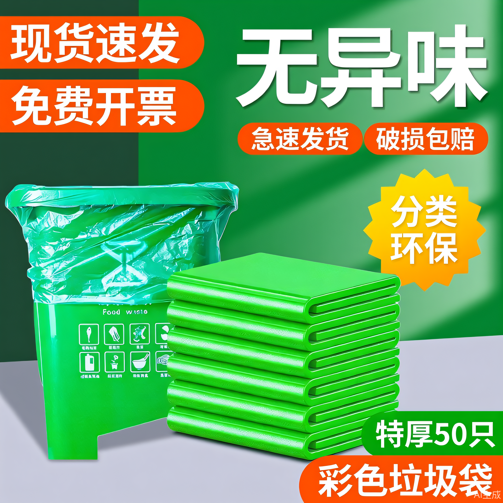 加厚绿色大号垃圾袋 家用保洁分类垃圾桶 大绿色塑料 厨房,家庭/个人清洁工具,家用垃圾袋,淘宝优惠券,粉丝福利购,淘宝优惠卷