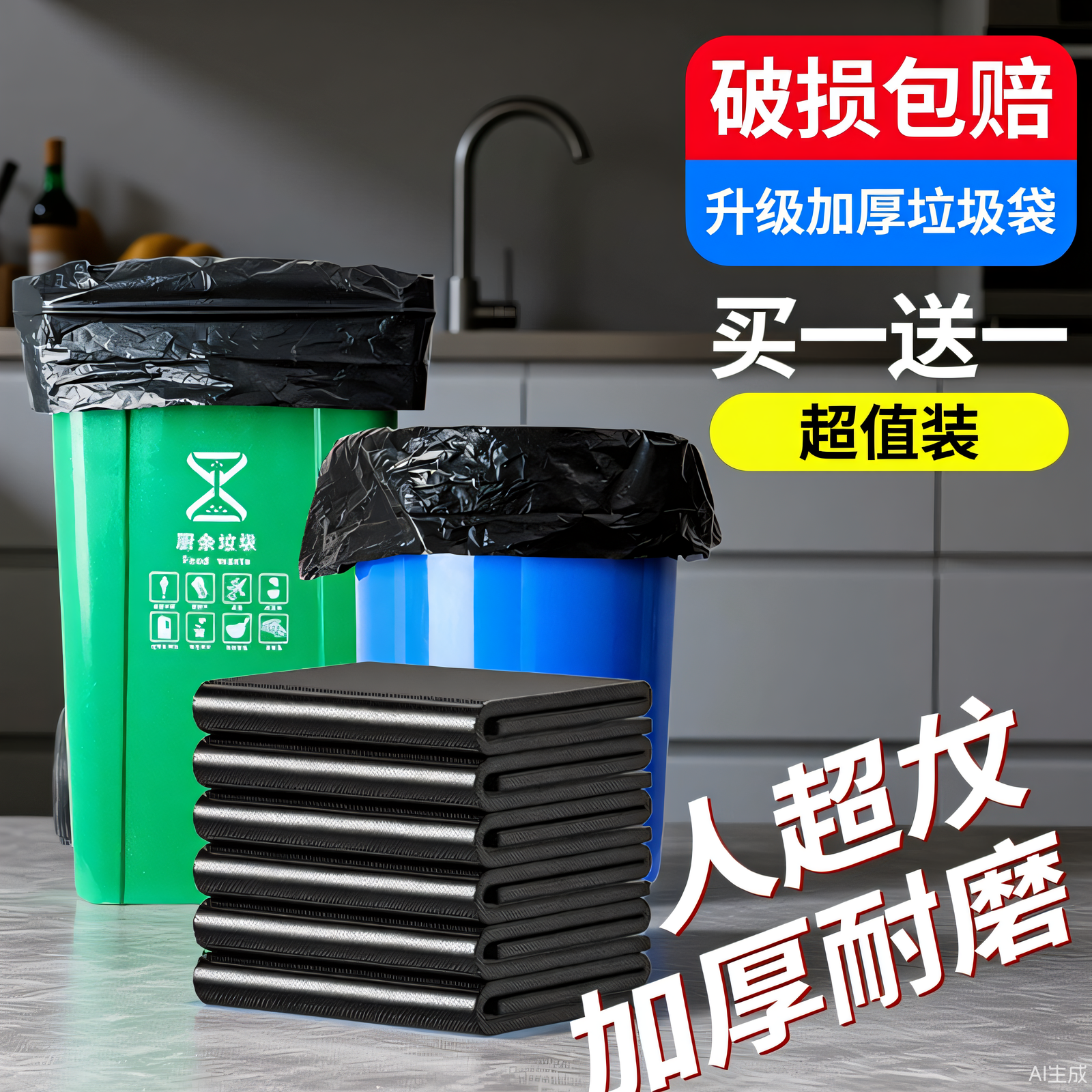 大垃圾袋大号加厚黑色酒店环卫家用厨房塑料袋子80超大特大桶户外,家庭/个人清洁工具,家用垃圾袋,淘宝优惠券,粉丝福利购,淘宝优惠卷