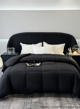 外贸跨境聚酯纤维四季被保暖纯色平纹绗缝黑色化纤被芯Comforter