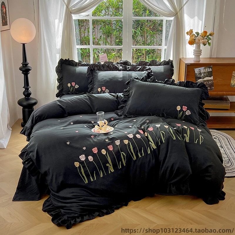 2025新款法式花边被套四件套