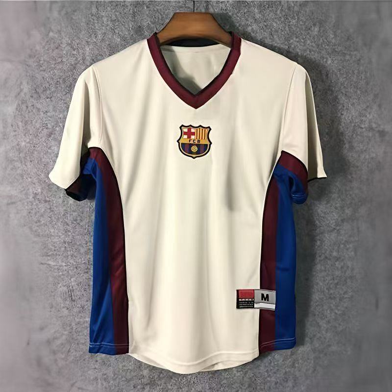 巴塞罗那足球球衣短袖T恤运动训练服3D印花球迷版巴萨男女透气