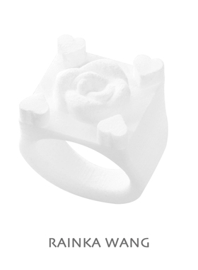 玫瑰戒指王闪闪RAINKAWANG原创设计3D打印尼龙镶锆石黑色酷白甜